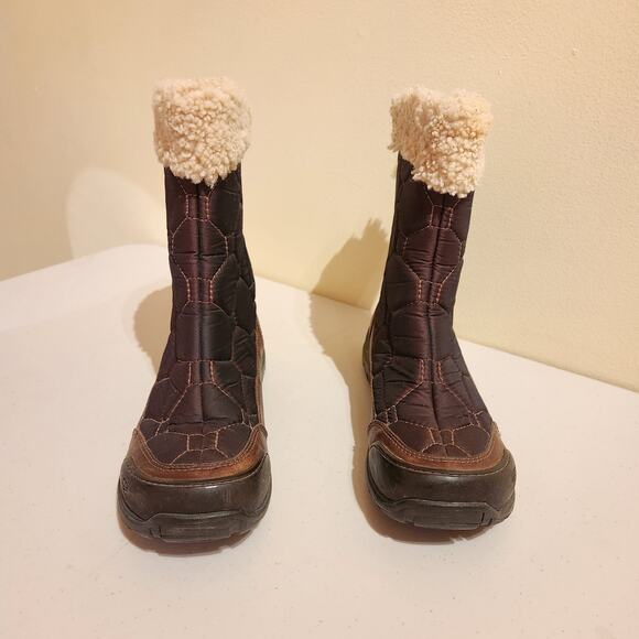 UGG Womens Sz 8 Meridian Brown Quilted Waterproof Winter Boots Vibram Soles Snow - Picture 3 of 11
